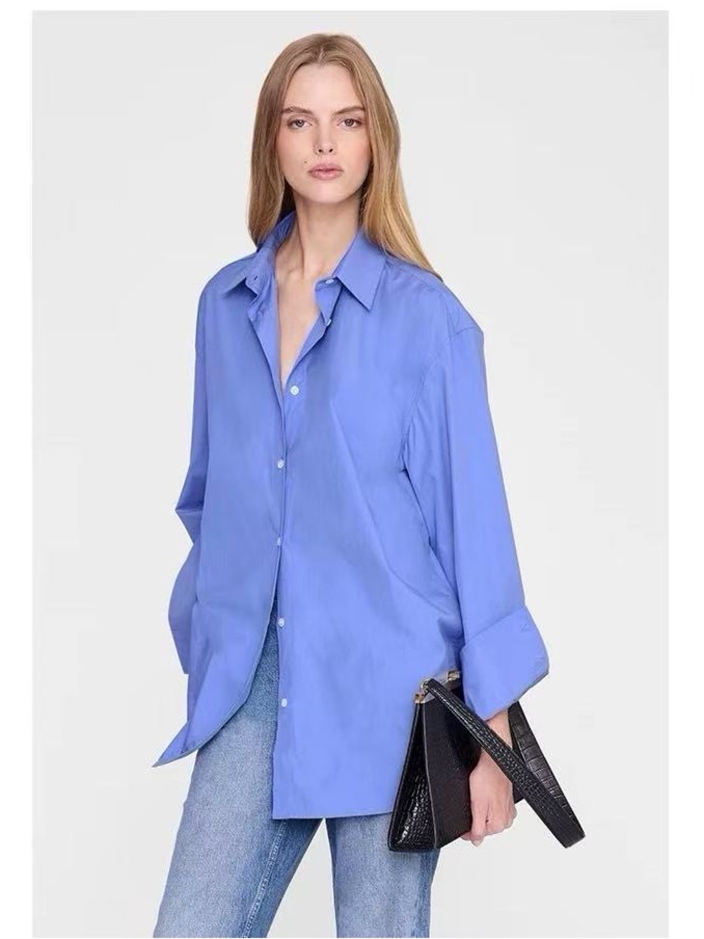 NWT ANINE BING plaza shirt lavanda cotton in Blue